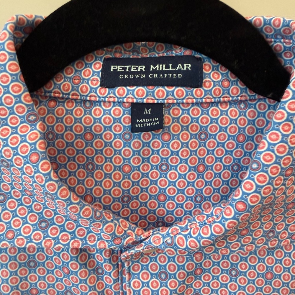 Peter Millar Pink and Blue Micro-Pattern Polo - Picture 2 of 3